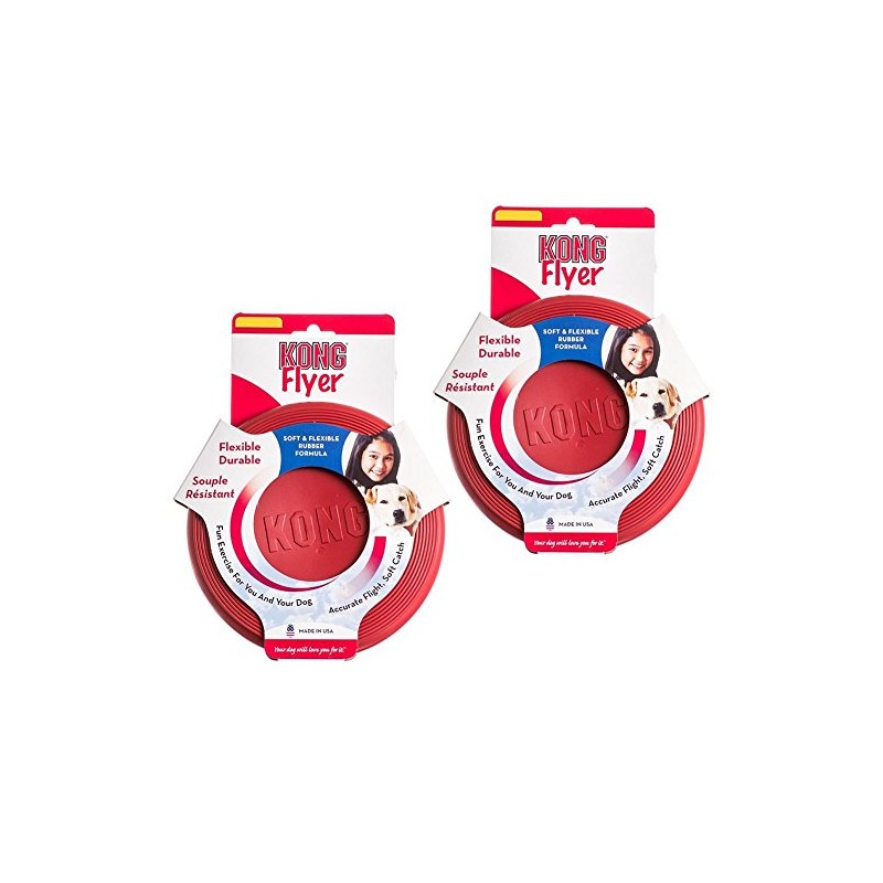 KONG Rubber Flyer, Paquete de 2 Unidades, pequeño, Rojo