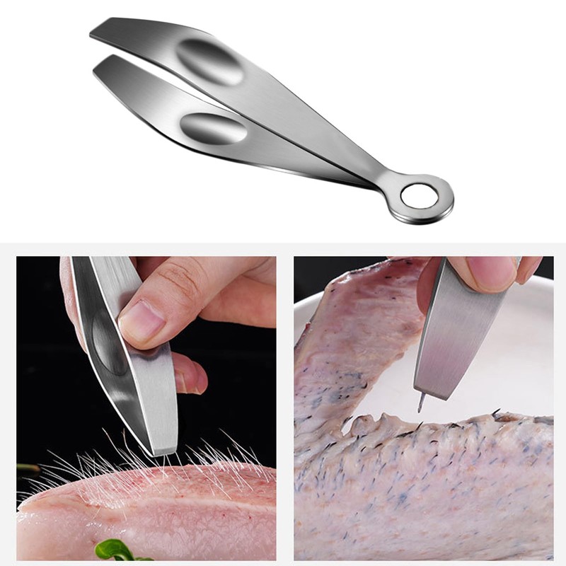 This multi-functional 304 stainless steel kitchen utility tweezer is a