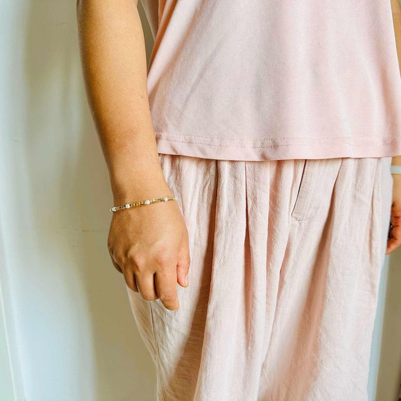 Heavstjer Fashion 18K Gold Plated Adjustable Arm Wristband Faux Pearl