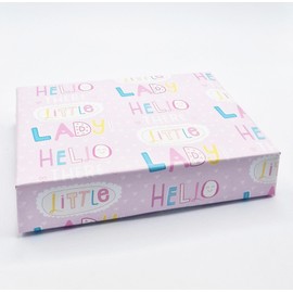 4 Sheets 4 Tags Baby Shower Hello There Little Lady Pink Cute Girl Design Wrapping Paper New Baby Arrival Gender Reveal Female Giftwrap (PA)