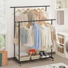 Calmootey Double Rod Clothing Garment Rack,Rolling Hanging Clothes Rack,Portable Clothes