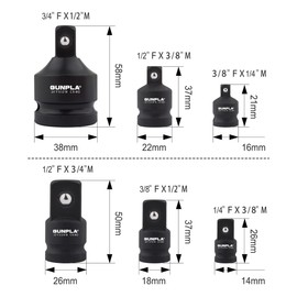 Gunpla Impact Socket Adapter Set 6-Piece, Chrome Molybdenum Steel Adaptor Reducer 1/4 3/8 1/2 3/4 Inch Square Drive Female to Male, Ball Detent Square End Adapters for Wrenches, Breaker Bars Ratchets