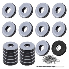 Teflon Gliders for Screwing 20 Pieces Floor Gliders Diameter 30 mm (Round, Black) Furniture Gliders with 20 Pieces Stainless Steel Screws and 1 Piece Drill Furniture Glider Set Effective Protection of