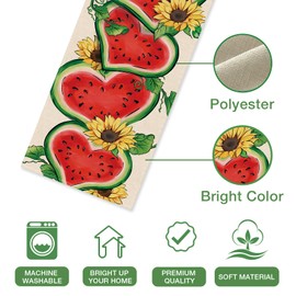 Seliem Summer Watermelon Table Runner, Love Heart Melon Fruit Sunflower Kitchen Dining Table Decor, Seasonal Burlap Home Decoration Indoor Outdoor Party Supply 13 x 72 Inch
