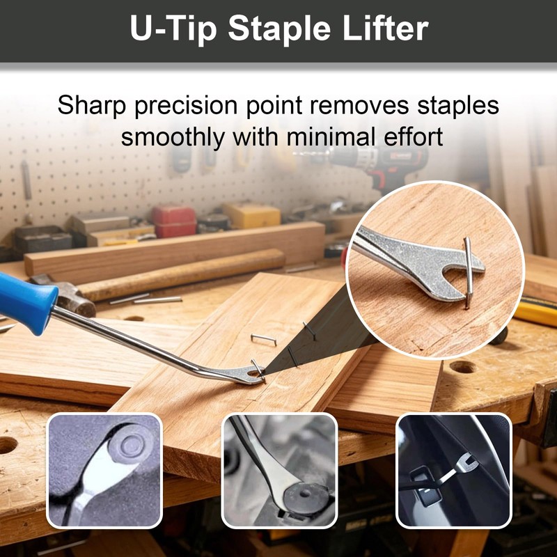 3Pcs Heavy Duty Upholstery and Construction Staple Remover with Tack