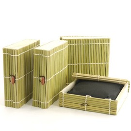BambooMN Brand Granulated Bamboo Charcoal Odor Absorber in Decorative 6" X 6" X 1 3/4" Box, Green 4pc