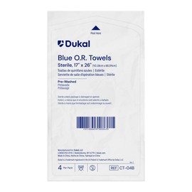 Dukal Sterile Operating Room Towels – 17" x 27", Blue, 4 Towels/Pack, 20 Packs/Case (80 Total) – Absorbent, Lint-Free Surgical Towels for Medical Use