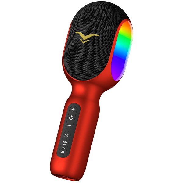 Wireless Bluetooth Karaoke Microphone, 5-in-1 Portable Handheld Mic with LED