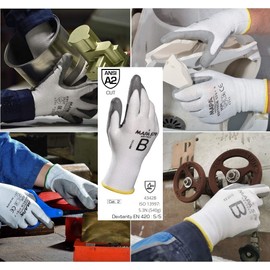 MAPA Professional KRYTECH 579 - Lightweight Cut Resistant Polyurethane Gloves for Automotive, Mechanical Engineering and Paper Industry, White, Size 7 (1 Pair), Protective Gloves