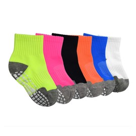 LA DEARCHUU Toddler Socks with Grips Crew Kids Non Slip Baby Socks for 1-3 Years, 6 Pairs Colors
