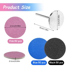 Pack of 150 Sanding Discs Pedicure Set, 25 mm Electric Foot Sandpaper, 80/120/180 Grit Remover Sandpaper Discs, Replacement Sanding Discs with Level Axis, for Cracked Heel, Dead Skin