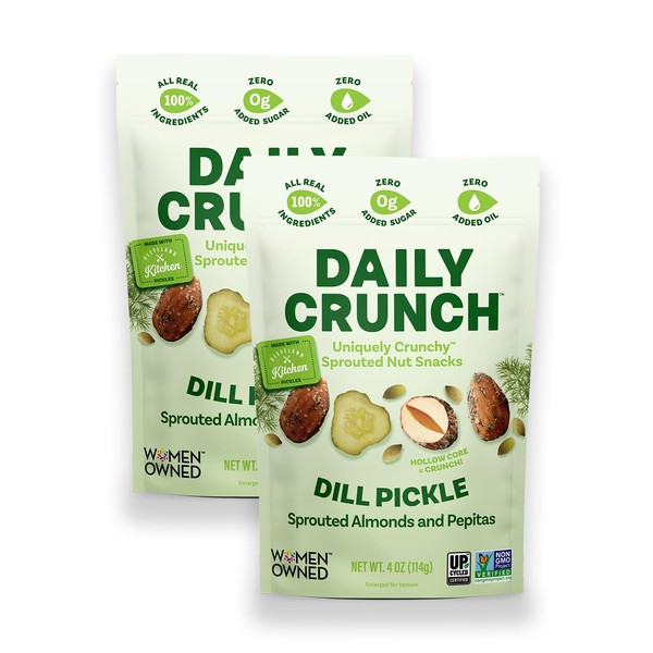 Daily Crunch Sprouted Almonds, Dill Pickle, 4 Ounce Bags, Pack