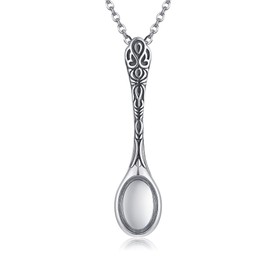 HKPATOP Spoon Necklace 925 Sterling Silver Teaspoon Pendant Spoon Jewelry Mothers Day Gifts for Women