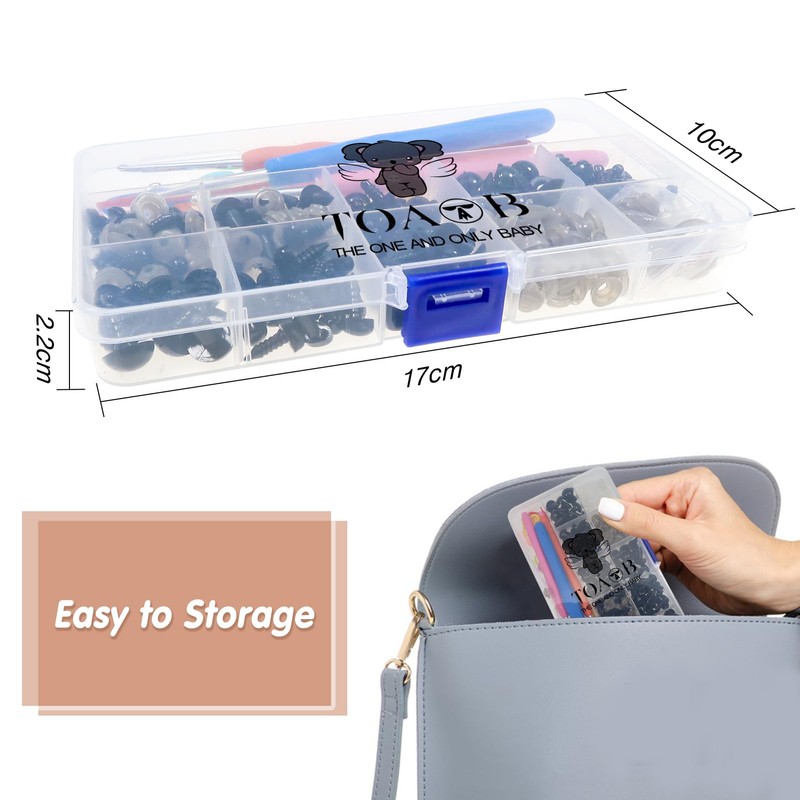 TOAOB 295pcs Safety Eyes and Nose Crochet Hooks Set for