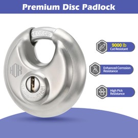 Heavy Duty Padlock with Key – 70mm Stainless Steel Commercial Discus Keyed Lock, High Security, 8 Pack