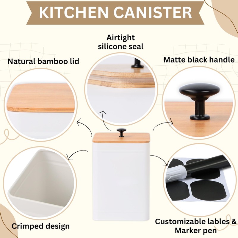 PERFNIQUE Kitchen Canisters, Airtight Canister Sets for Kitchen Counter, Kitchen