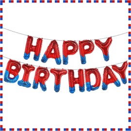 Spider Theme Happy Birthday Banner Spider Party Decorations Kids Cartoon Letters Party Foil Balloons Birthday Decorations for Boys Party Supplies