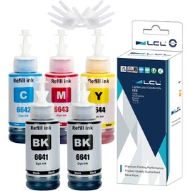 LCL T664 664 Ink Refill Bottles Replacement for Expression ET-2650 ET-2500 ET-2550 ET-2600 ET-3600 ET-16500 ET-4500 ET-4550 L100 L110 L120 L130 L200 L210 L220 L300 L310 L355 L550 L555 (5-Pack,2KCMY)