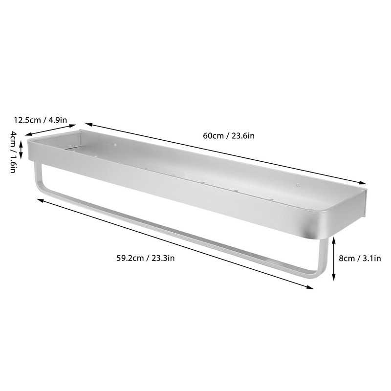 Space Aluminum Bathroom Shelf Punch Free Wall Mounted Floating Bathroom