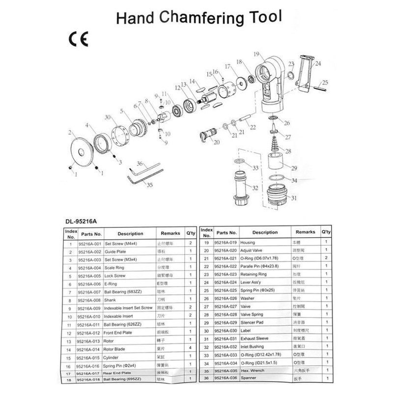 2-in-1 Pneumatic Chamfering Machine, Mini Air Chamfering Tool, Pneumatic Chamfering