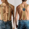RBOCOTT Mens Hidden Champagne Suspender Under Clothes with 4 Snap