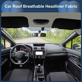INFINAUTO Headliner Fabric 60" l x 19" W for Car RV SUV Automotive Interior Trim DIY Roof Repair Replacement Foam Backing Breathable Mesh Fabric Light Gray