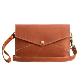 S-ZONE Leather Envelope Convertible Crossbody Bags for Women Wristlet Clutch Purses Small Shoulder Handbag with 2 straps