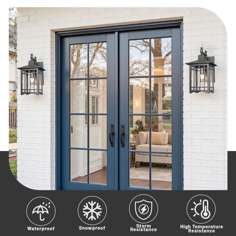 Jafinou Dusk to Dawn Outdoor Wall Sconce, Sand Black Exterior