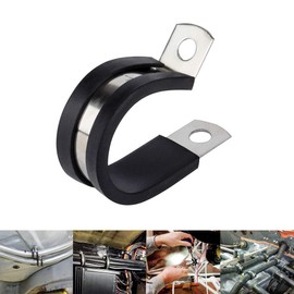 LTI Universal 10 Pack 3/8 inch Stainless Steel Cable Clamp, Rubber Cushioned Insulated Clamp, Metal Clamp, Tube Holder Fastener for Tube, Pipe or Wire Cord Installation (10pcs 3/8")