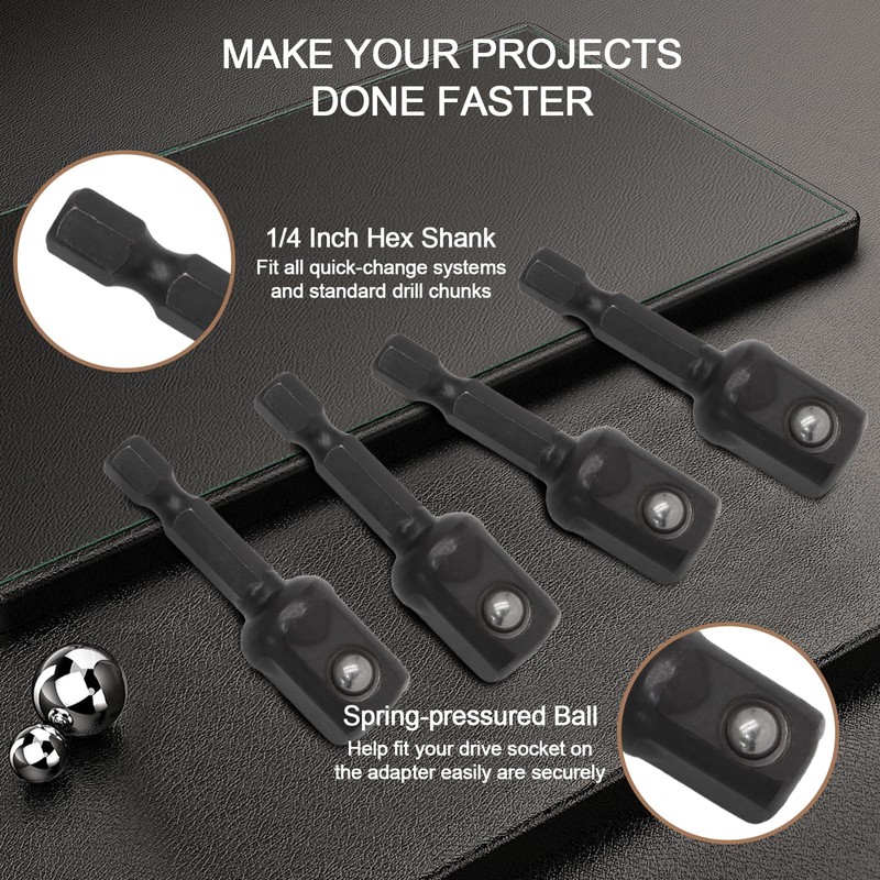 Murtenze 5PCS 1/2 Impact Socket Adapter Kit, Black Socket Adapter