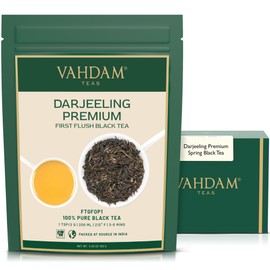 VAHDAM, First Flush Darjeeling Tea - 50 Cups (3.53oz) | Loose Leaf Black Tea - Flowery, Aromatic & Delicious | Picked, Packed & Shipped Direct From India | Champagne Of Teas | Mellow & Fragrant
