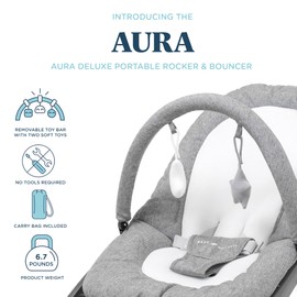 Baby Delight Aura Deluxe | Portable Baby Bouncer for Infants | Baby Rocker | Quilted Charcoal Tweed