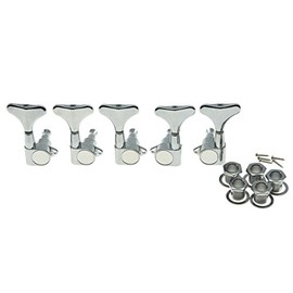 KAISH Chrome 2+3 Sealed Bass Tuners 2L3R Tuning Keys Pegs 5 String Bass Guitar Machine Heads