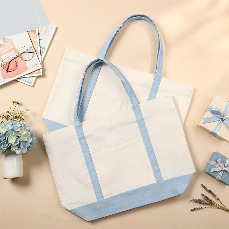Sunnymove 4 Pcs Large Canvas Tote Bags Bulk with Top