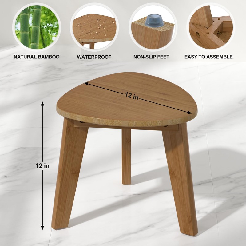 Domax Beautiful Bamboo Shower Bench for Inside Shower - 12