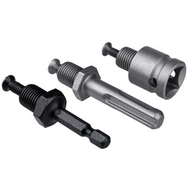 Mesee 3 Pieces Drill Chuck Adapter Connecting Rod 1/2-20UNF Thread Mount Chuck Converter Attachment Extensions Kit- 1/4" Quick Change Hex Shank, SDS Plus Shank and 1/2" Square Female Adaptor