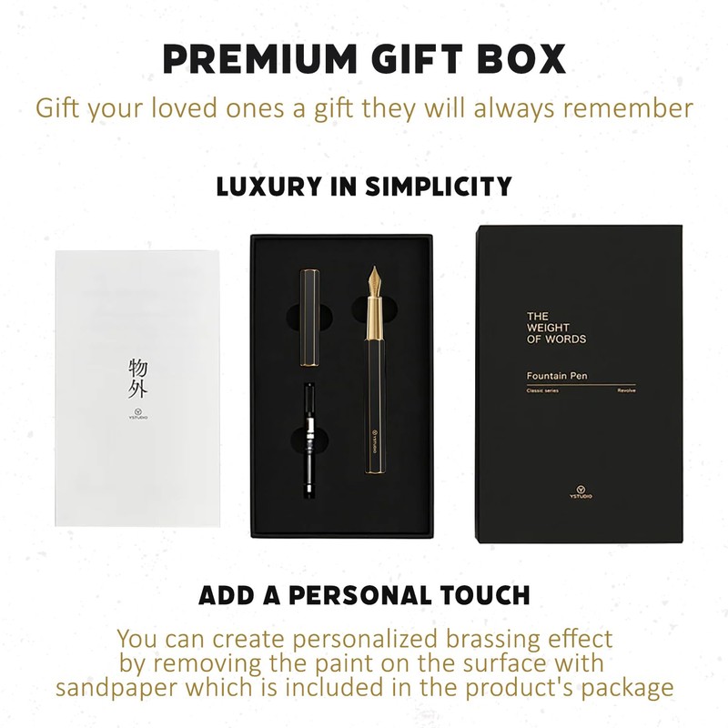 Y-studio YS-STAT-49 Classic Revolve Fountain Pen/F, Black