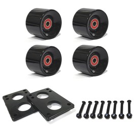 TONLOOEEL 60mm Cruiser Wheels 80A Contains ABEC-9 Bearings and Spacers,Skateboard Riser Pads,Skateboard Hardware Screws Bolts,fit for Your Cruiser Skateboards,Penny Board -Black