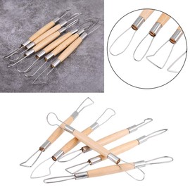 Sculpting Tools, Hilitand Double Head Wax Pottery Clay Tool, Carving Tool, Sculpture Wooden Handle Ribbon Tool DIY Craft Set
