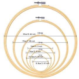 QincLing 6 Pieces Cross Stitch Ring, Round Embroidery Hoop Set, Sewing Circle Cross Stitch Hoop, Cross Stitch Frame, Embroidery Hoop, Bamboo Rings, Embroidery Hoop, Wood for DIY Embroidery, Crafts,