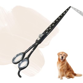 Massive Bee Store Pet Grooming Scissor Dog Blade scissor Pet Grooming Scissors Dog Hair Cutting Shears with Bag for Professional Right Hand Pet Groomer (Black Straight, 8.5")
