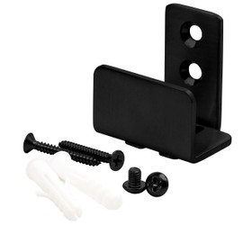 Rok Hardware Heavy Duty Wall Mounted Adjustable Sliding Barn Door Floor Guide, C Guide Hardware (2, Matte Black)