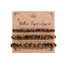 Zysta Pearl Bracelet Men Women Healing Stones Bracelet Natural Stone Crystals 4 mm/6 mm/8 mm Amethyst Tiger's Eye Ball Bracelet Stretch Bracelets Boho Fashion Jewellery, Stone