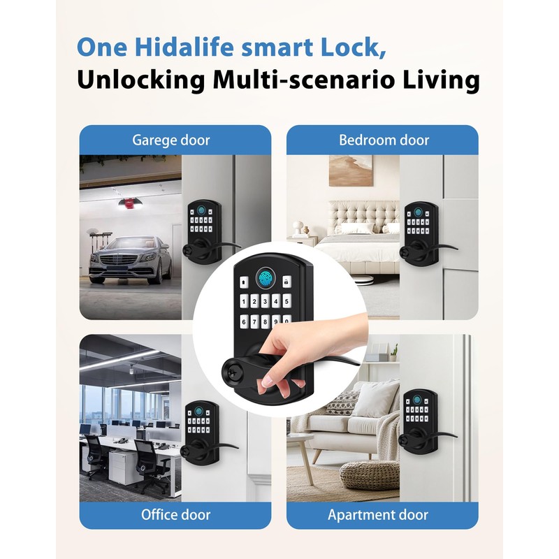 Hidalife Smart Door Lock with Keypad, Fingerprint Keyless Entry Digital