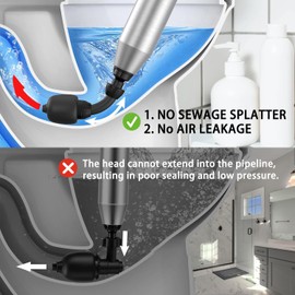 Toilet Plunger Clog Remover, Heavy Duty Plungers for Bathroom, Drain Toilet Clog Remover, High Pressure Toilet Unclogger Air Plunger Drain Snake Sink Unclogger Tools for Sink, Floor, Kitchen Clogged