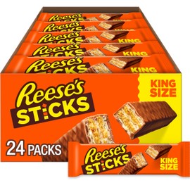 REESE'S STICKS Milk Chocolate Peanut Butter Wafer King Size, Candy Packs, 3 oz (24 Count)