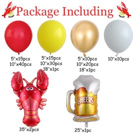 GIHOO Crawfish Boil Party Supplies 145pcs Crawfish Balloon Arch Garland Kit with Inflatable Crawfish Beer Mylar Balloons for Crawfish Boil Birthday Party Decoration