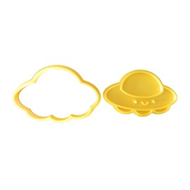 The Cookie Cutter Hub Cortador de galletas UFO espacial de 9 cm y relieve a juego para galletas, galletas, arcilla, decoración para hornear