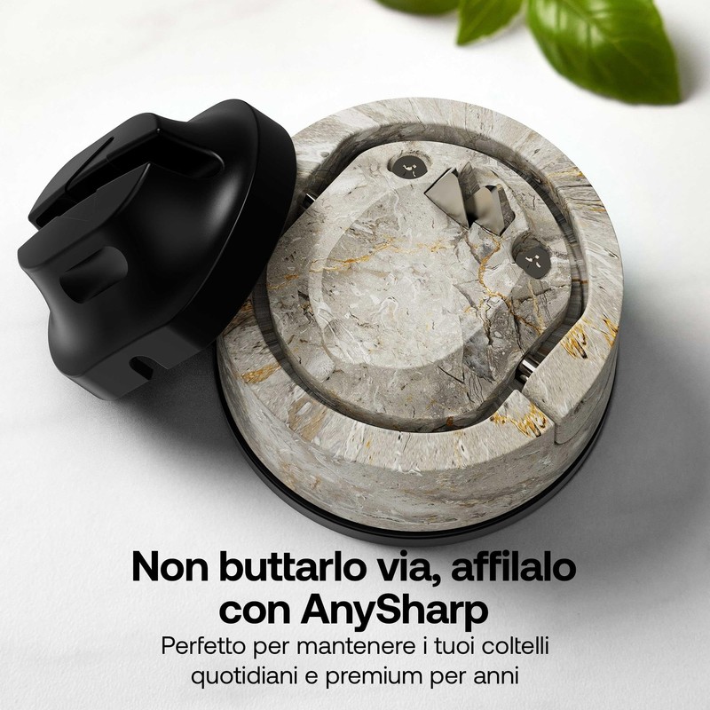 AnySharp Evo Affilacoltelli, Sicurezza Mani Libere, Potente Suzione PowerGrip, Affila