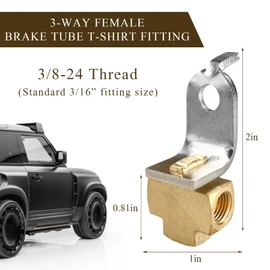 Wevdn 2 PCS 3-Way Brake Line Tee Fitting, Brass Brake Line Tee for 3/16" Tube with Mounting Bracket for 3/8"-24 Threads Maintaining Brake System, Universal Brake Line Fittings for Inverted Flare